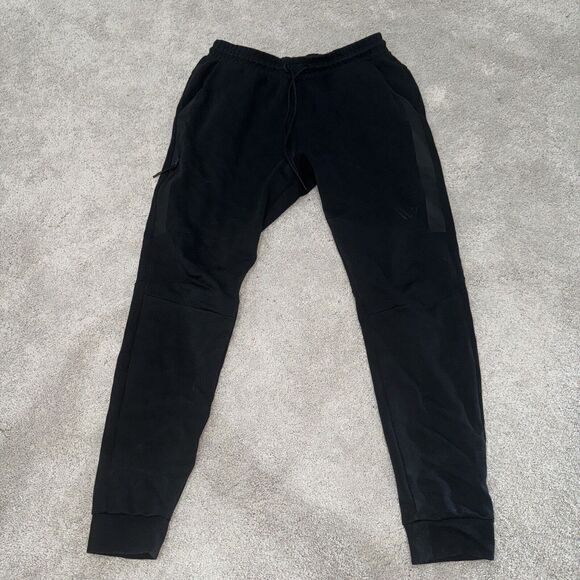 Peak Velocity Tech Fleece Jogger Mens M Black Athletic Tapered Leg Gym Stretch - Picture 1 of 3